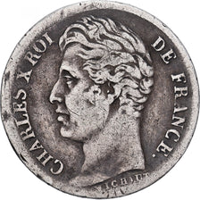 Francia, Charles X, 1/2 Franc, 1829, Rouen, Plata, BC+, Gadoury:402, KM:723.2