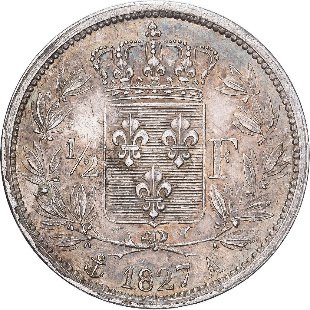 Francia, Charles X, 1/2 Franc, 1829, Paris, Argento, BB+, Gadoury:402, KM:723.1