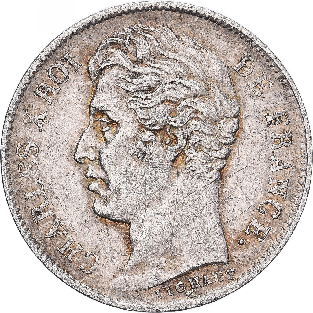 Francia, Charles X, 1/2 Franc, 1827, Paris, Argento, BB+, Gadoury:402, KM:723.1