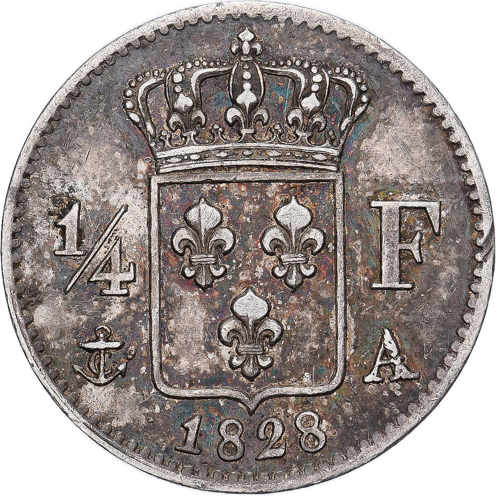 France, Charles X, 1/4 Franc, 1828, Paris, Argent, TTB+, Gadoury:353, KM:722.1