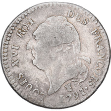 Francia, Louis XVI, 15 Sols, 1/8 ECU, 1791, Limoges, 1er sem, Argento, MB+