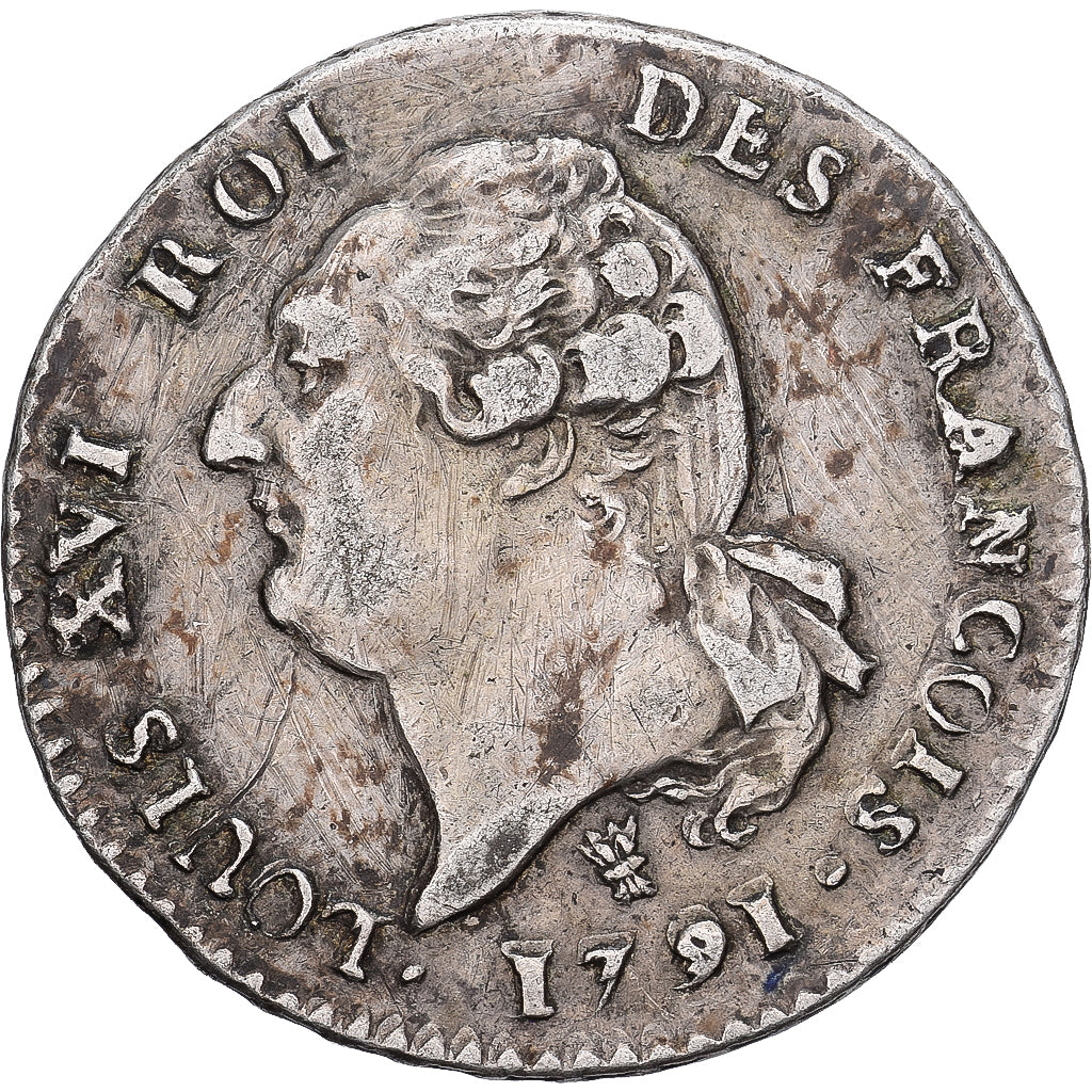 France, Louis XVI, 15 Sols, 1/8 ECU, 1791, Limoges, 1er sem, Argent, TTB