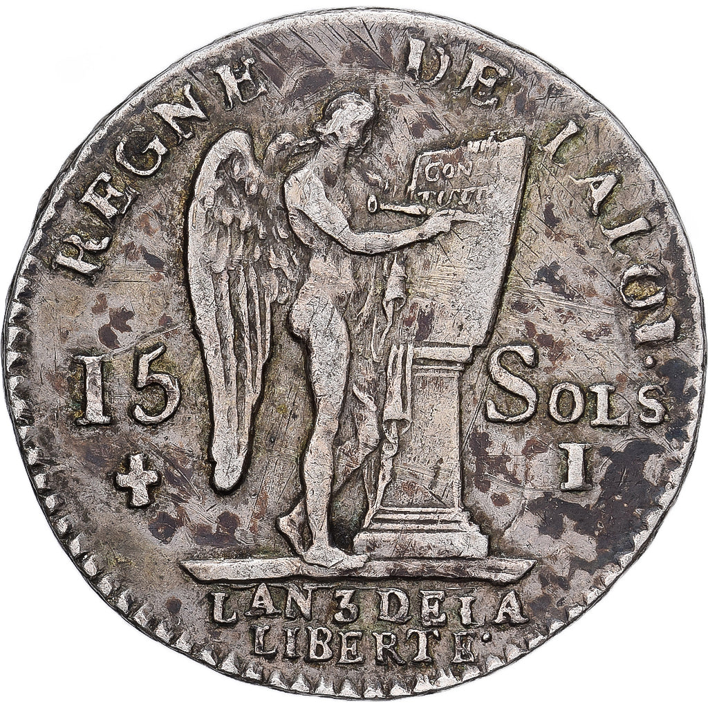 France, Louis XVI, 15 Sols, 1/8 ECU, 1791, Limoges, 1er sem, Argent, TTB