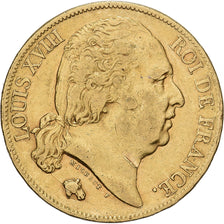 France, Louis XVIII, 20 Francs, 1817, Bayonne, Gold, VF(30-35), Gadoury:1028
