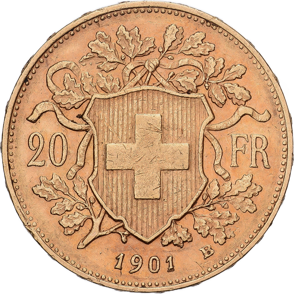 Suiza, 20 Francs, 1901, Bern, Oro, MBC, KM:35.1