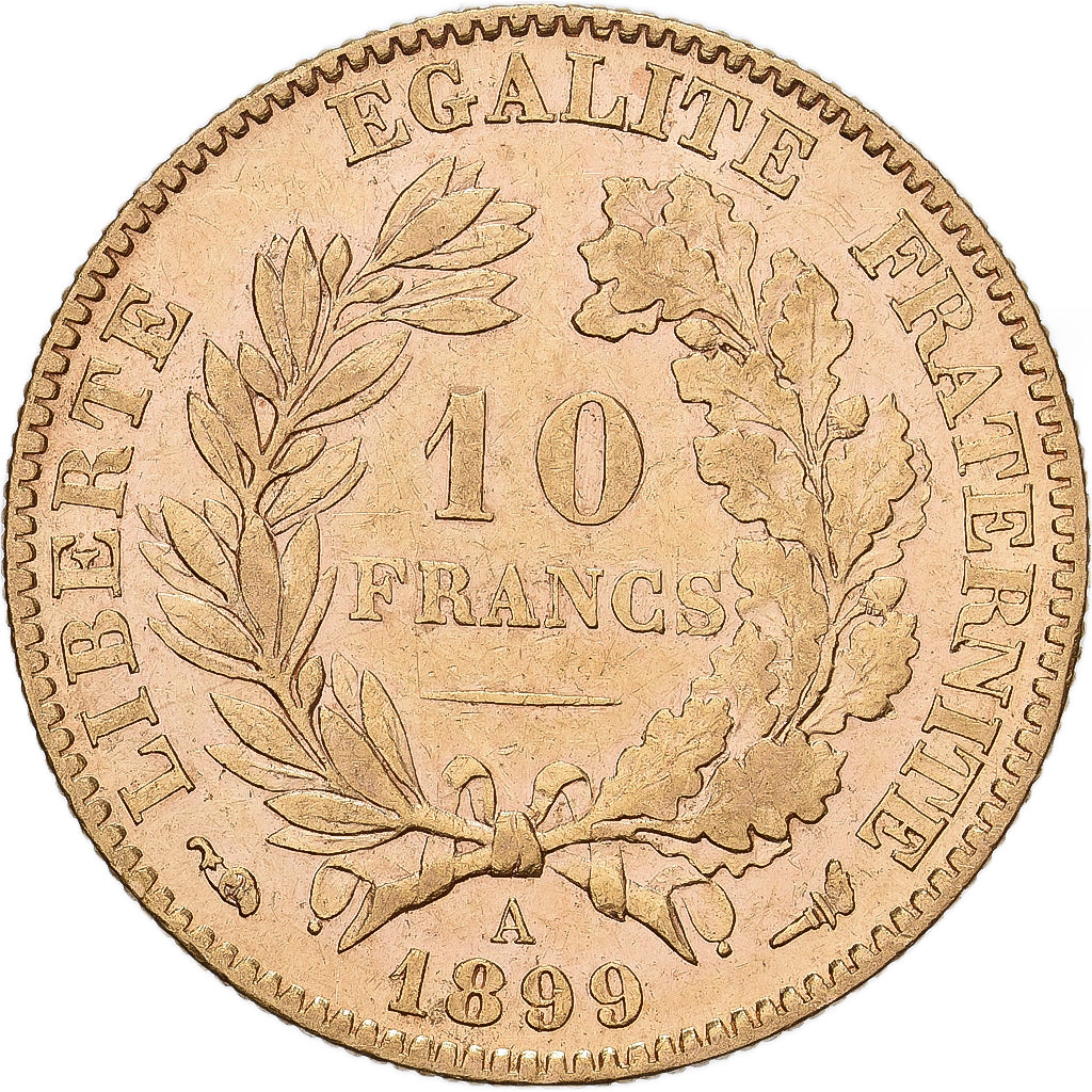 France, 10 Francs, Cérès, 1899, Paris, Gold, AU(50-53), Gadoury:1016, KM:830