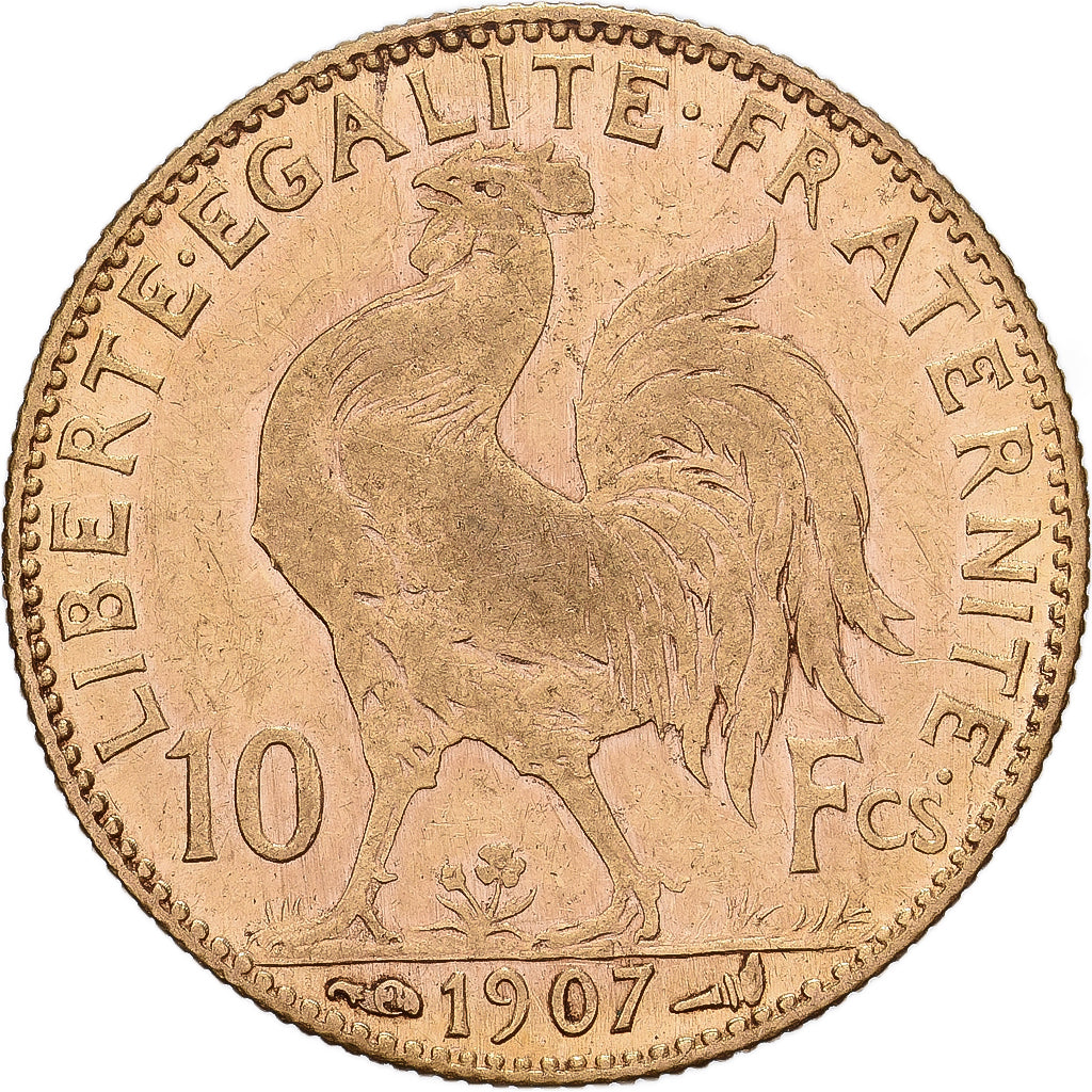 Francia, 10 Francs, Marianne, 1907, Paris, Oro, BB, Gadoury:1017, KM:846