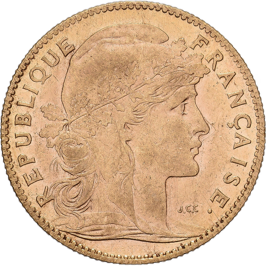 France, 10 Francs, Marianne, 1907, Paris, Gold, EF(40-45), Gadoury:1017, KM:846