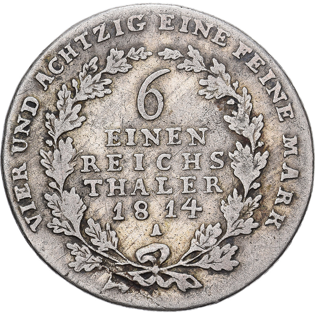 Estados alemanes, PRUSSIA, Friedrich Wilhelm III, 1/6 Thaler, 1814, Berlin