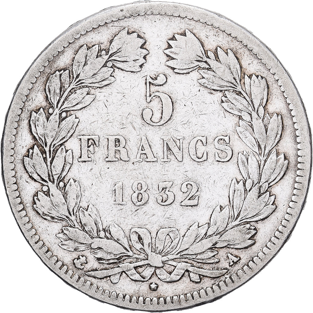 Francja, Louis Philippe I, 5 Francs, 1832, Paris, Srebro, VF(30-35)