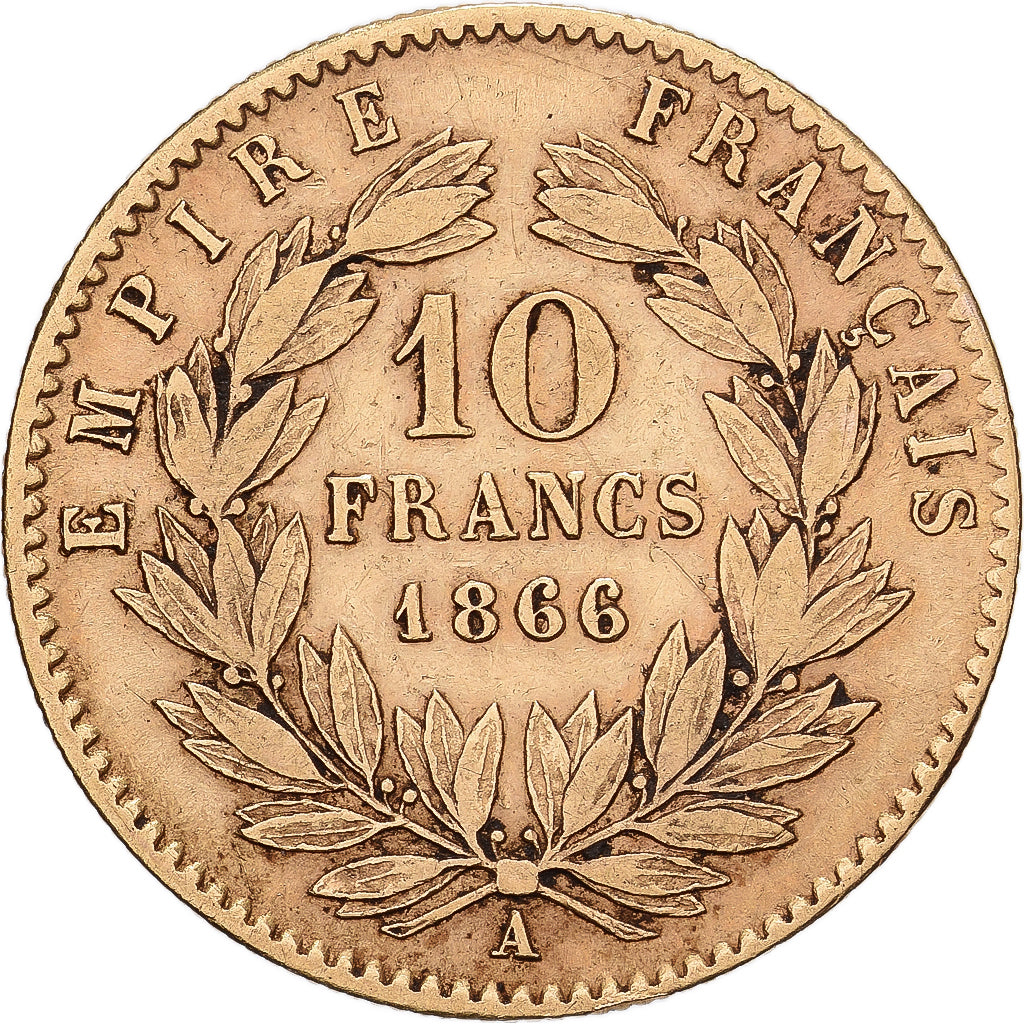 France, Napoleon III, 10 Francs, 1866, Paris, Gold, EF(40-45), Gadoury:1015