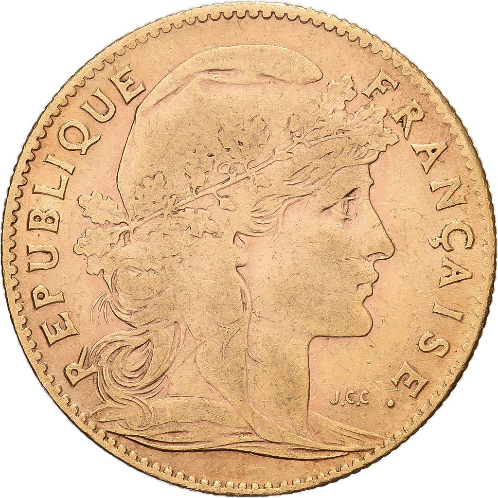 France, 10 Francs, Marianne, 1907, Paris, Gold, EF(40-45), Gadoury:1017, KM:846