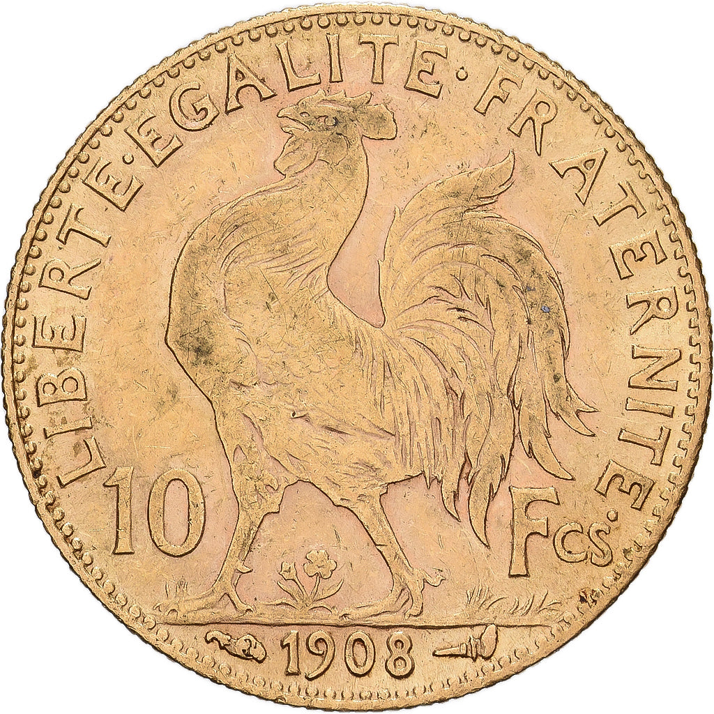 France, 10 Francs, Marianne, 1908, Paris, Or, TTB, Gadoury:1017, KM:846