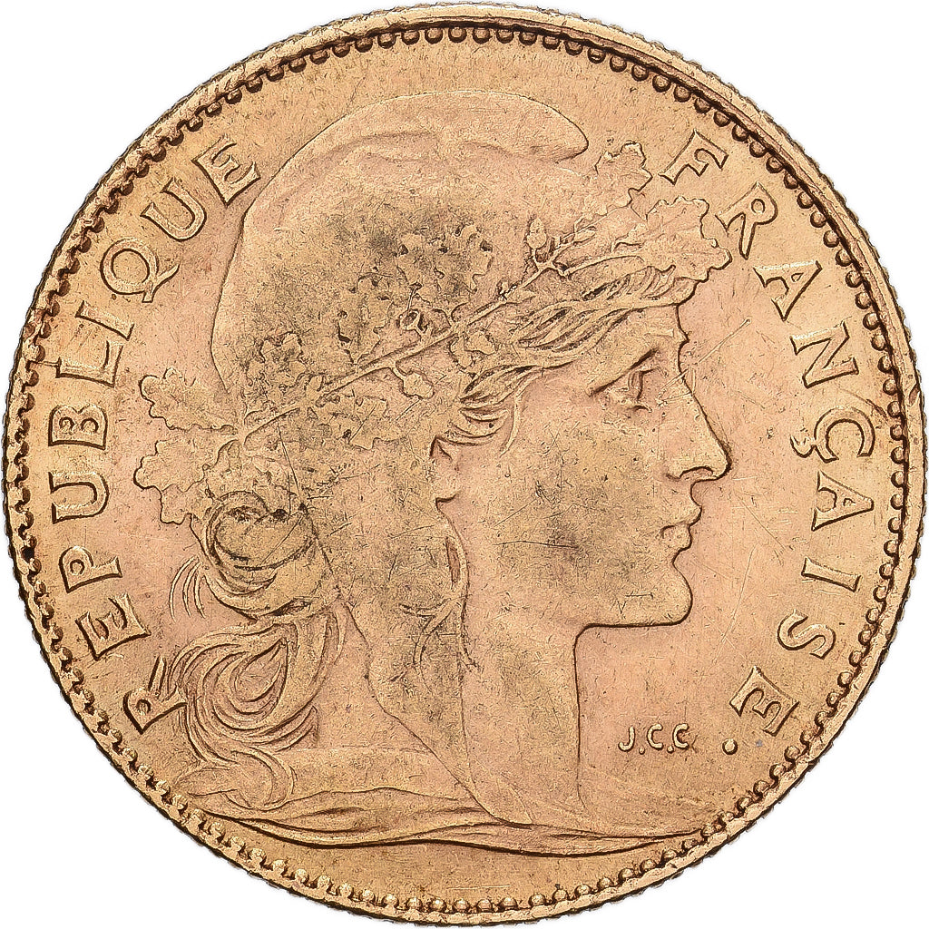 France, 10 Francs, Marianne, 1909, Paris, Gold, EF(40-45), Gadoury:1017, KM:846