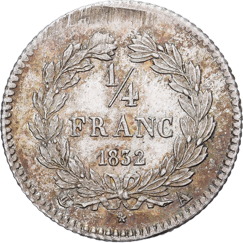 Frankrijk, Louis Philippe I, 1/4 Franc, 1832, Paris, Zilver, PR, Gadoury:355