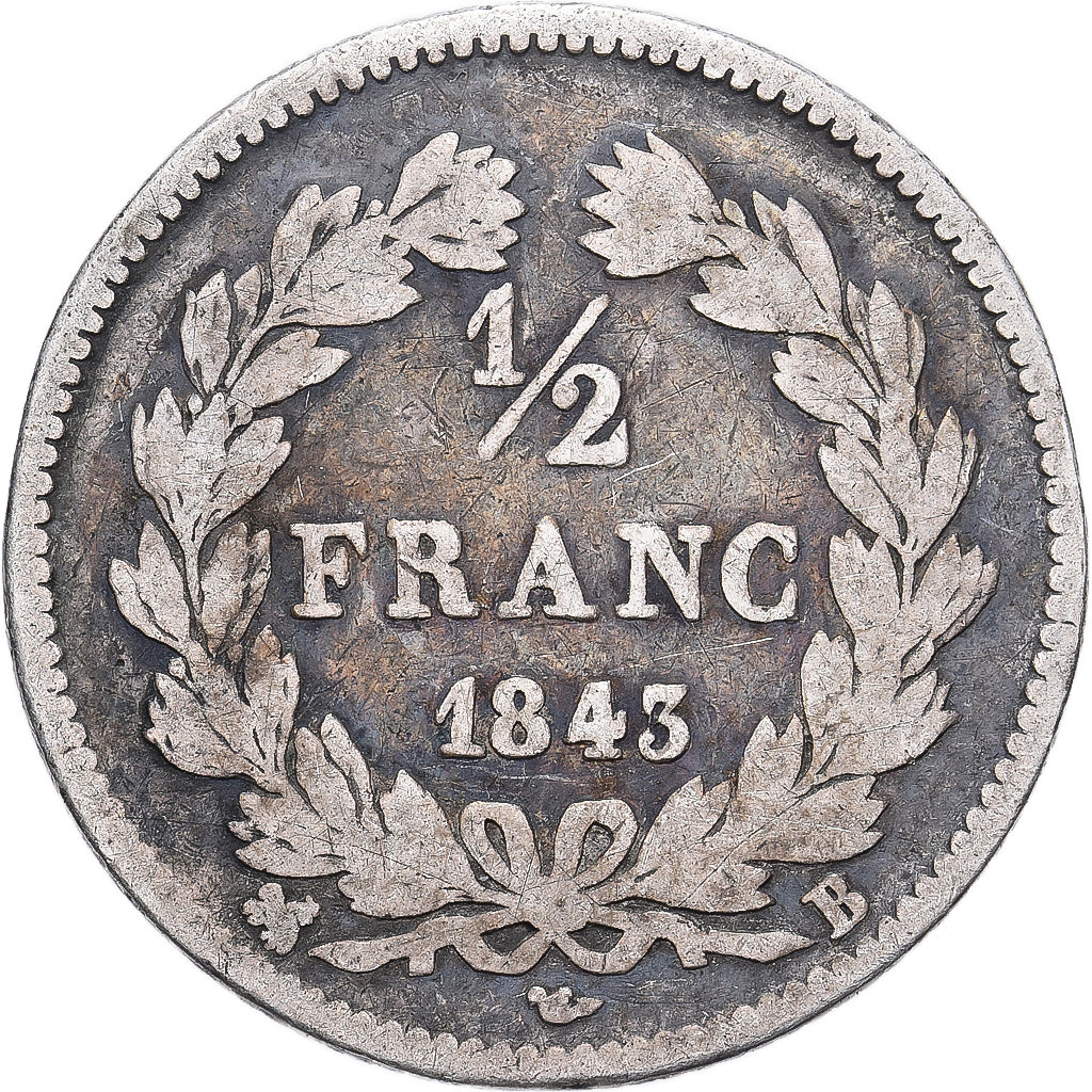 Frankreich, Louis Philippe I, 1/2 Franc, 1843, Rouen, Silber, S, Gadoury:408