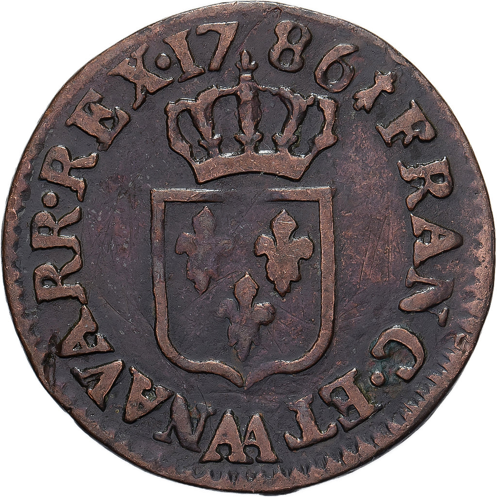 France, Louis XVI, Liard, 1786, Metz, Copper, VF(30-35), Gadoury:348, KM:585.2