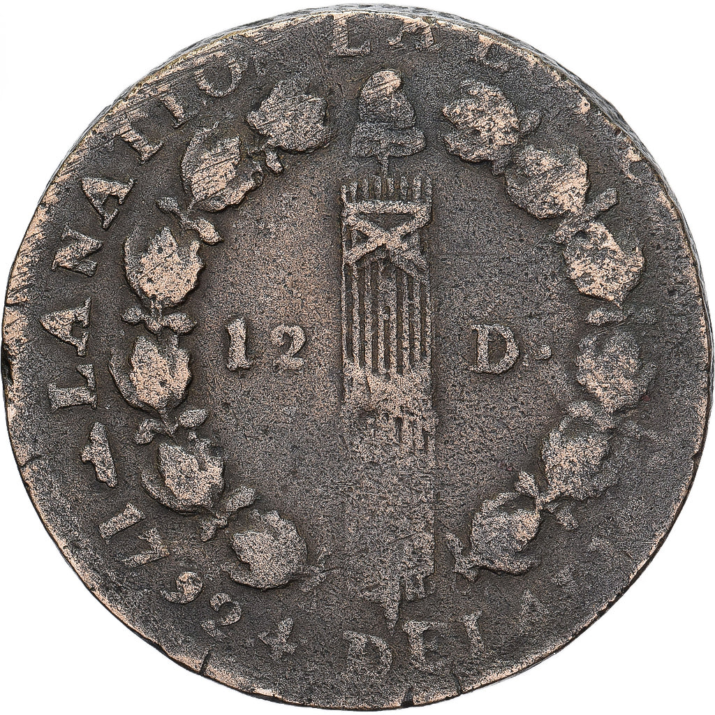 France, Louis XVI, 12 deniers françois, 1792, Lille, Bronze
