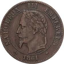 Frankreich, Napoleon III, 2 Centimes, 1861, Paris, Bronze, SS+, Gadoury:104