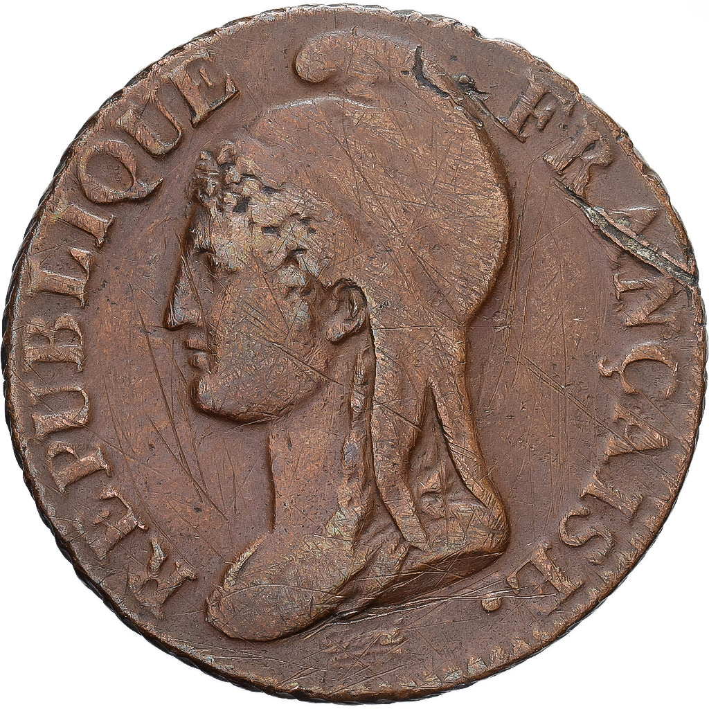 France, 5 Centimes, Dupré, 1792 / AN 4, Paris, Bronze, EF(40-45), Gadoury:124