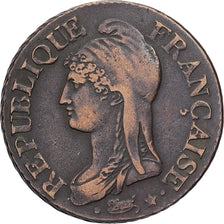 France, 5 Centimes, Dupré, An 7 (1799), Paris, Bronze, EF(40-45), Gadoury:126