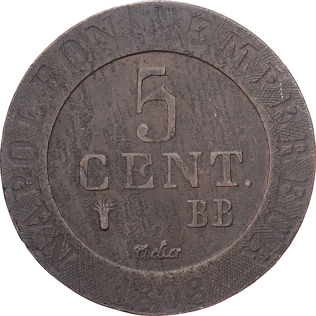France, Napoleon I, 5 Centimes, 1808, Strasbourg, Copper, EF(40-45)