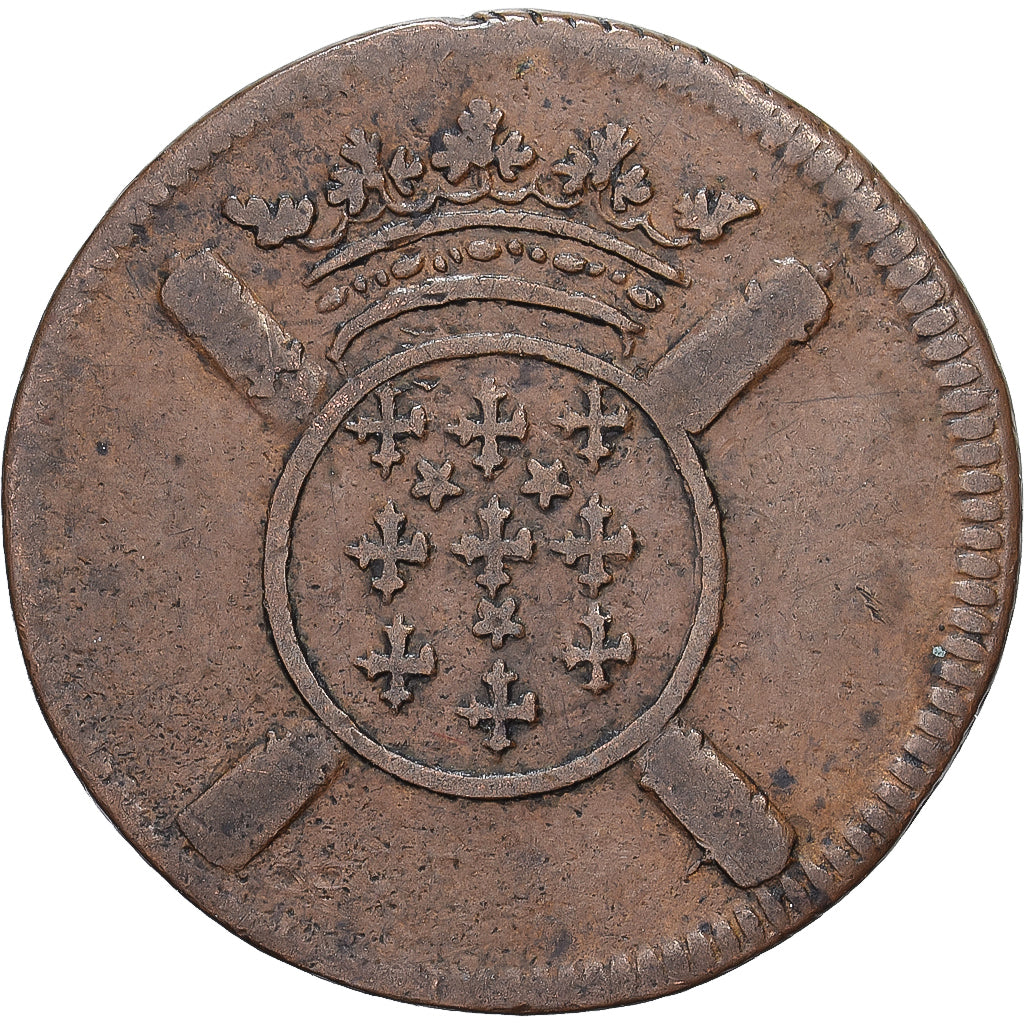 França, LILLE, Louis XIV, 5 Sols, Siège de Lille, 1708, Lille, Cobre