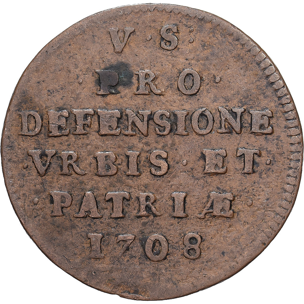 França, LILLE, Louis XIV, 5 Sols, Siège de Lille, 1708, Lille, Cobre