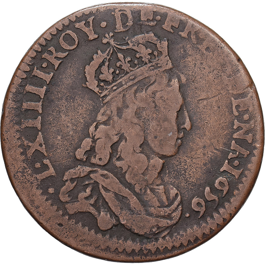 França, Louis XIV, Liard de France au buste juvénile, deuxième type