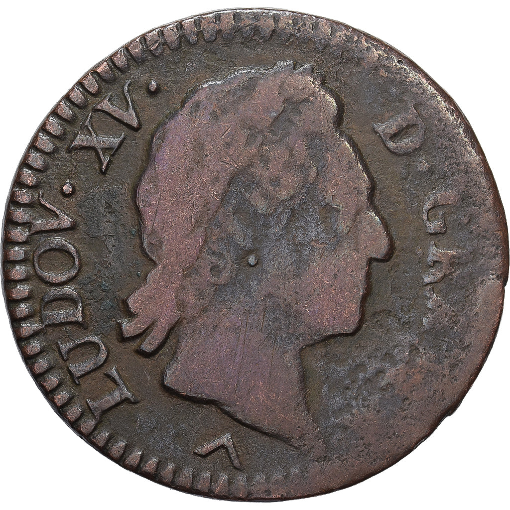 France, Louis XV, Demi sol à la vieille tête, 1770, Lille, Copper