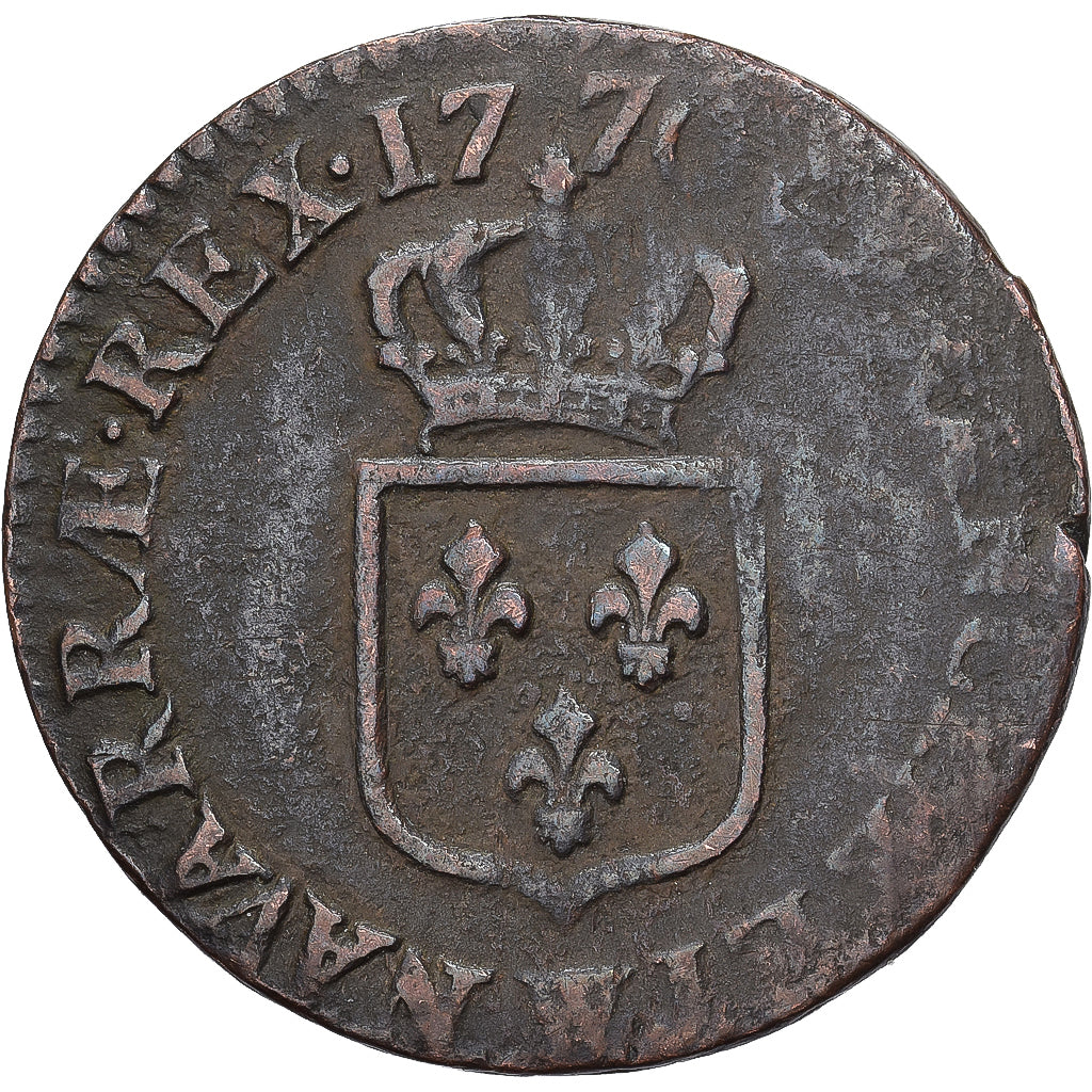 France, Louis XV, Demi sol à la vieille tête, 1770, Lille, Copper