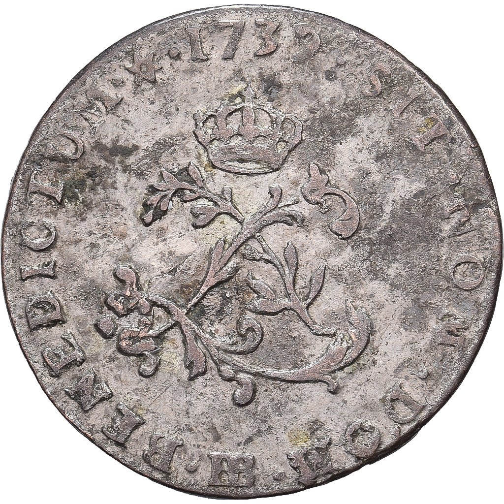 Francia, Louis XV, Double sol (2 sous) en billon, 1739, Strasbourg
