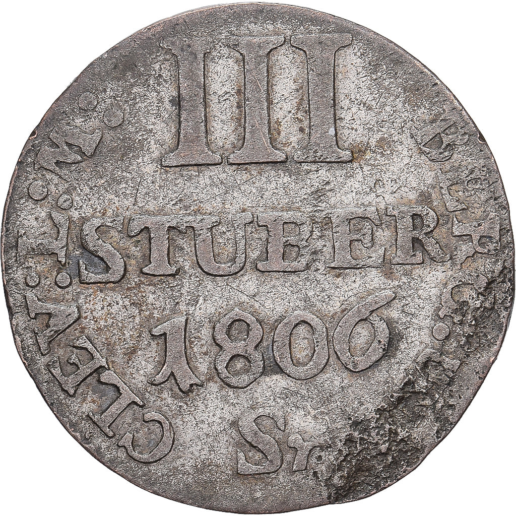 États allemands, BERG, Joachim Murat, 3 Stüber, 1806, Argent, TB+, KM:10