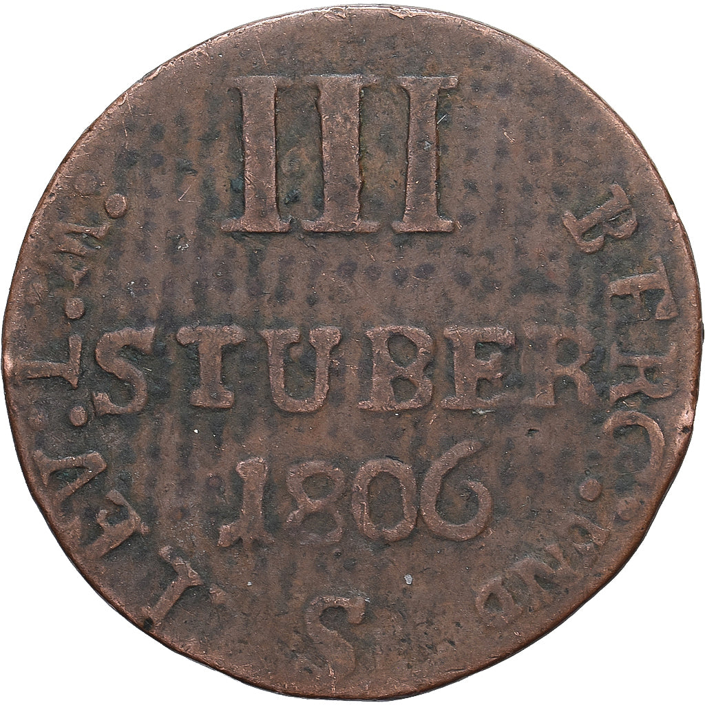 Landy niemieckie, BERG, Joachim Murat, 3 Stüber, 1806, Srebro, VF(30-35), KM:10