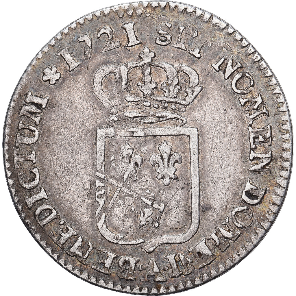 França, Louis XV, 1/6 Écu de France, 1721, Paris, réformé, Prata, VF(30-35)