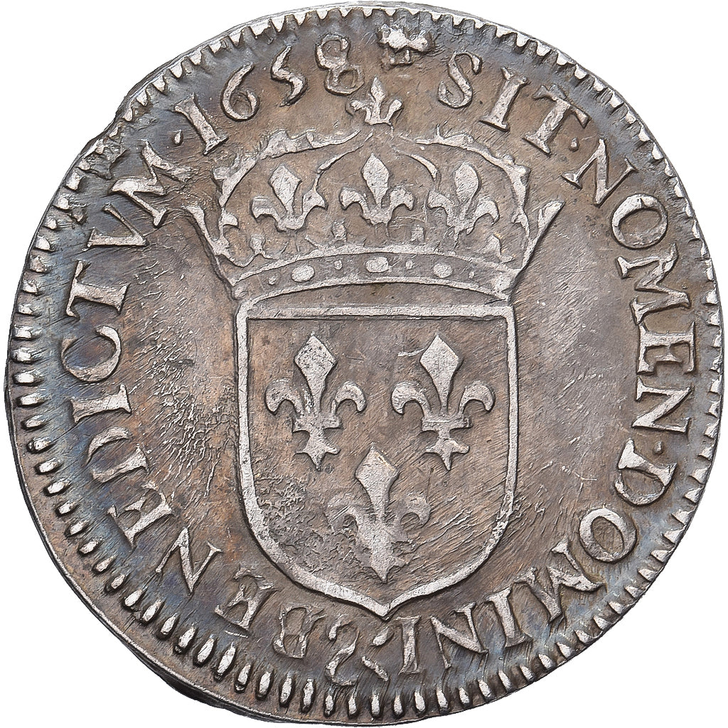 França, Louis XIV, 10 Sols, 1/12 Écu à la mèche longue, 1658, Aix
