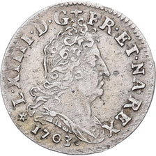 França, Louis XIV, 1/16 ECU, 5 Sols aux insignes, 1703, Strasbourg