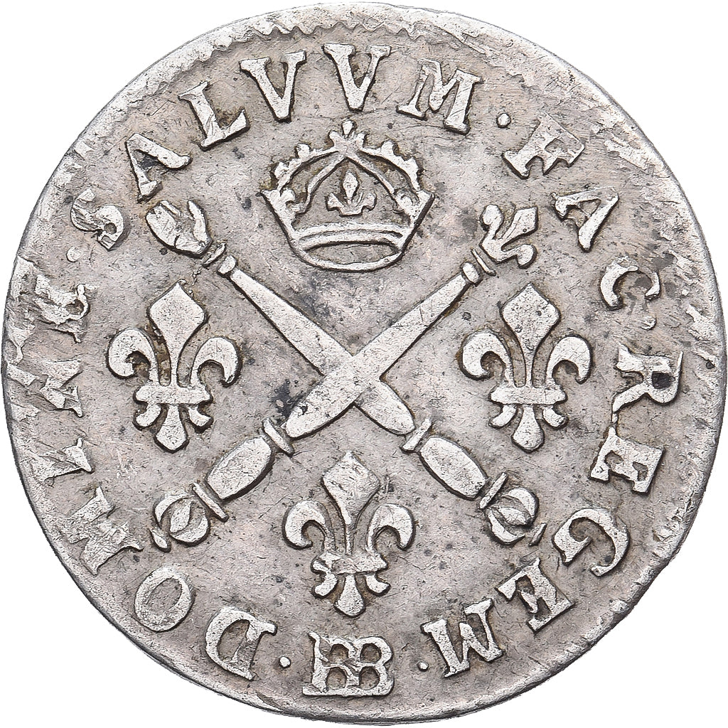 France, Louis XIV, 1/16 ECU, 5 Sols aux insignes, 1703, Strasbourg