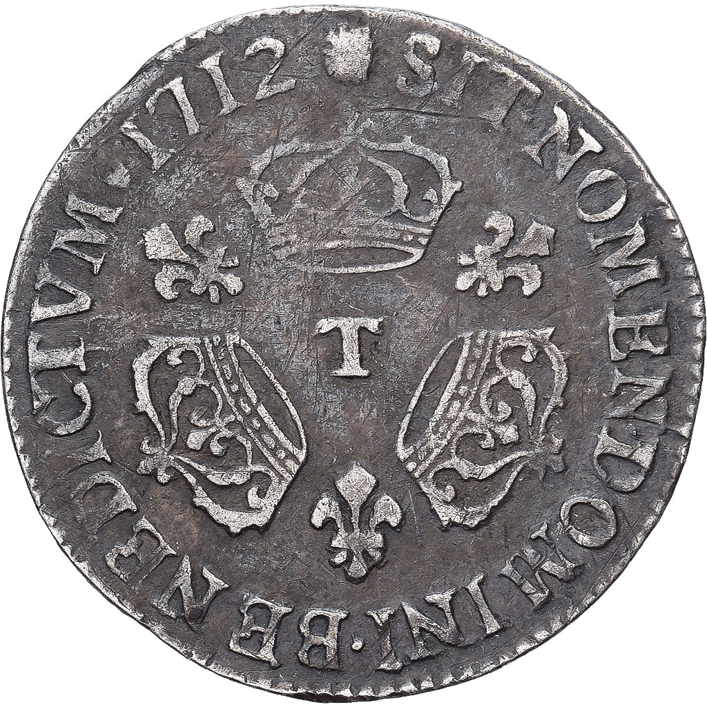 França, Louis XIV, 1/10 Écu aux 3 couronnes, 1712, Nantes, Prata, EF(40-45)