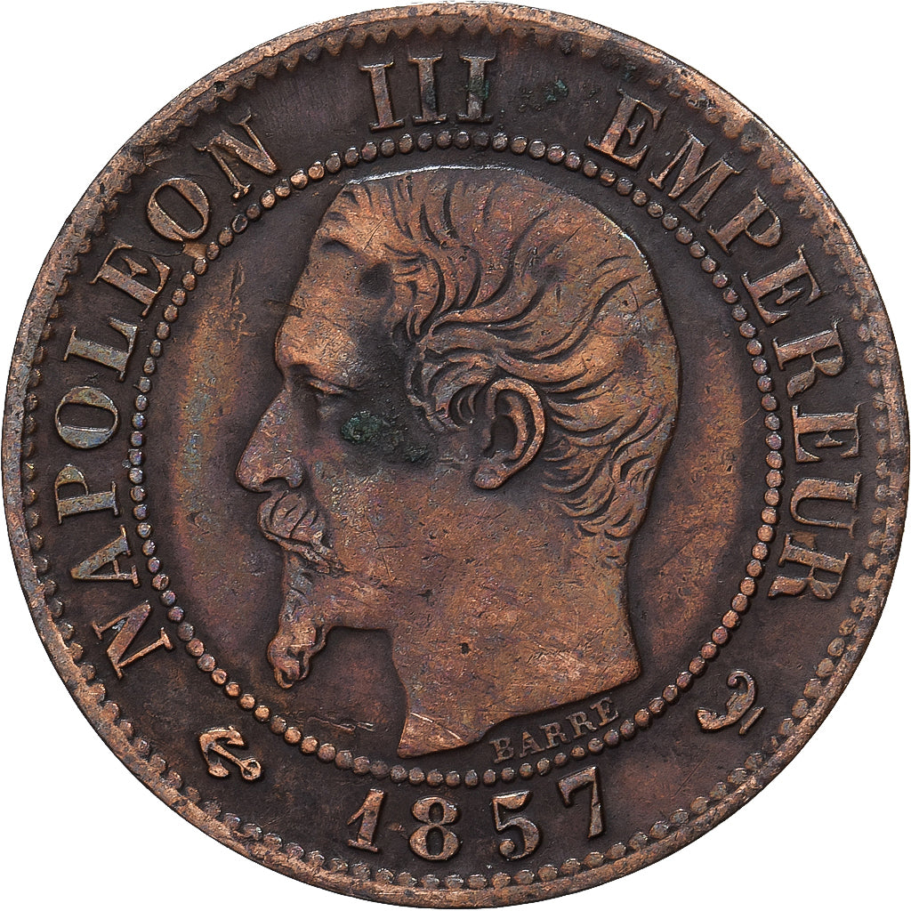 Frankreich, Napoleon III, Centime, 1857, Lille, Bronze, S, Gadoury:86, KM:775.7