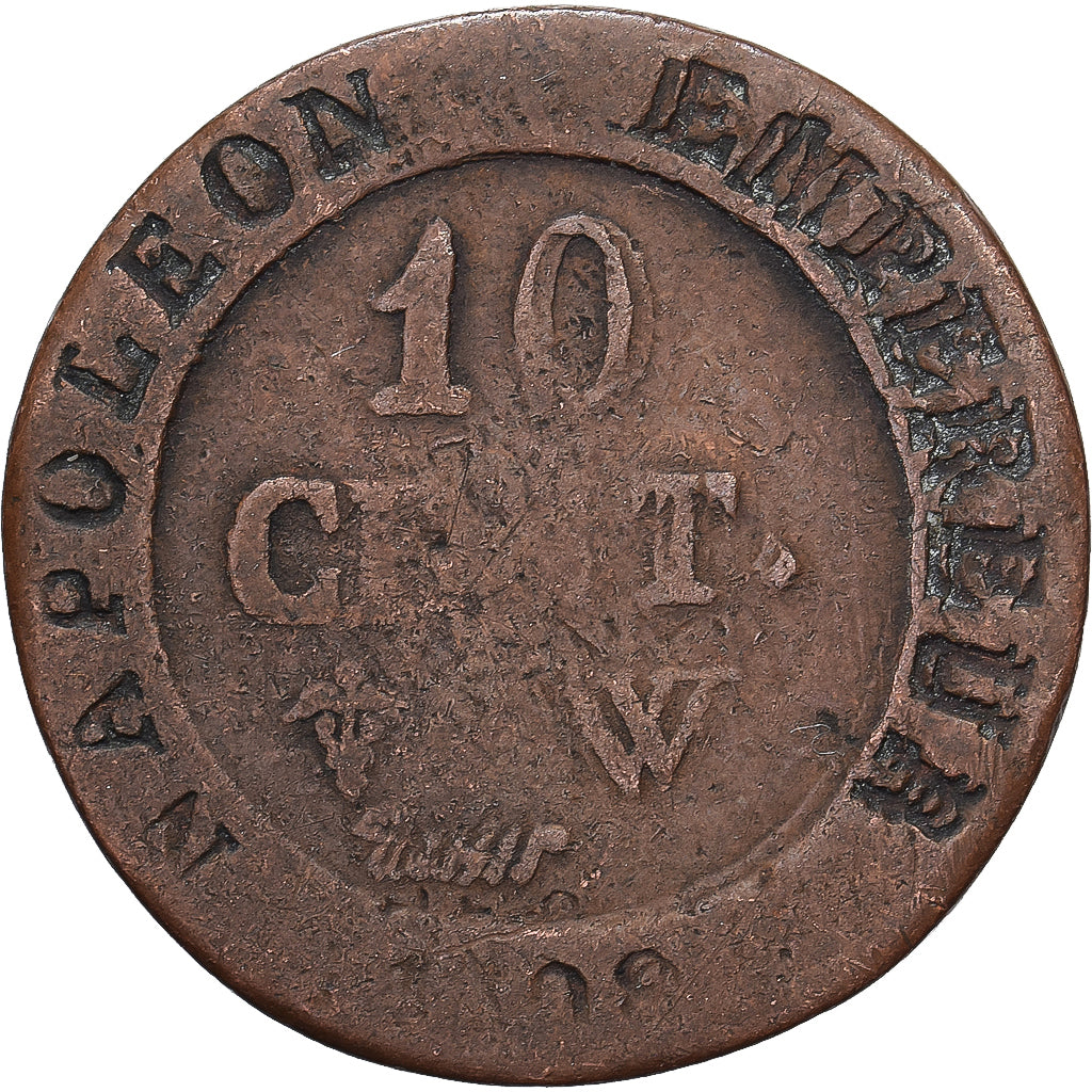 Francja, Napoleon I, 10 Centimes, 1808, Lille, Bilon, F(12-15), Gadoury:190