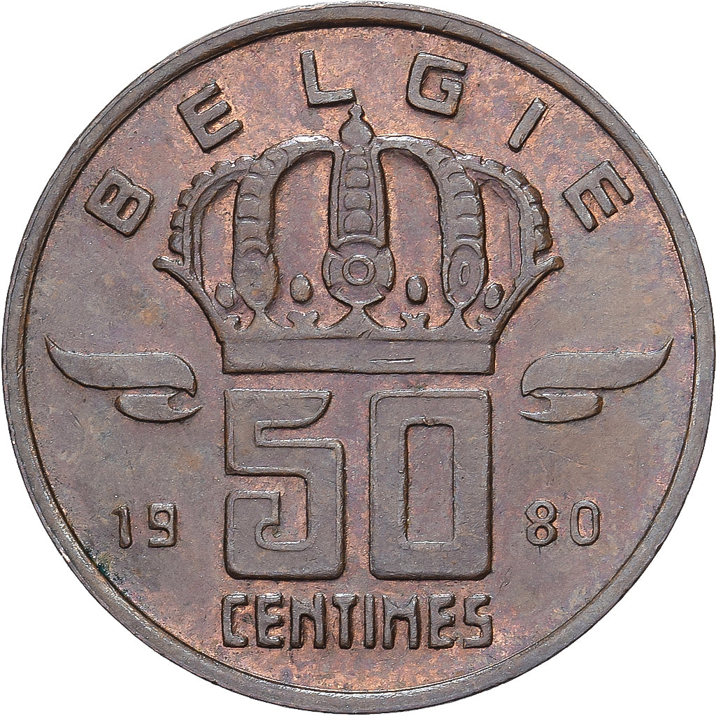 Belgique, Baudouin I, 50 Centimes, 1980, Bruxelles, Bronze, TTB+, KM:149.1
