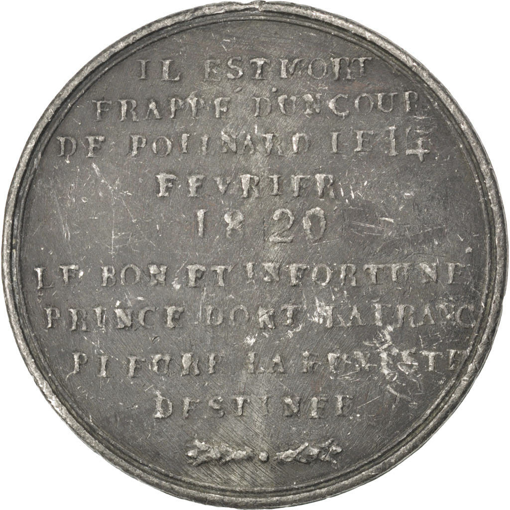 France, Medal, Louis XVIII, 1820, Tin, VF(30-35)