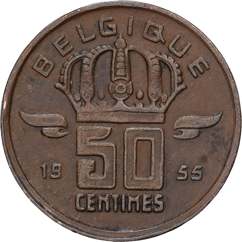Belgique, Baudouin I, 50 Centimes, 1955, Bruxelles, Bronze, TTB+, KM:144