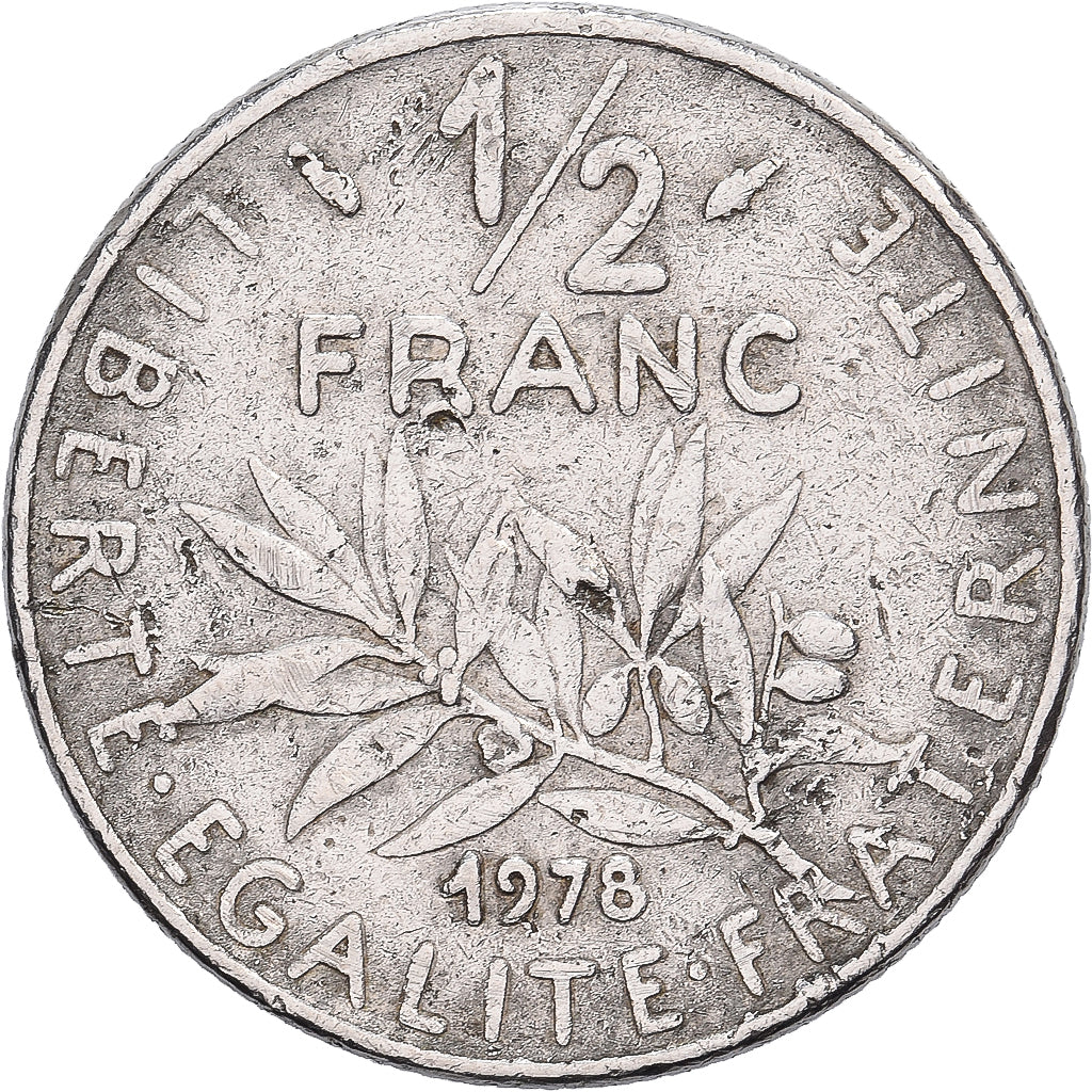 France, 1/2 Franc, Semeuse, 1978, Paris, Nickel, VF(30-35), Gadoury:429