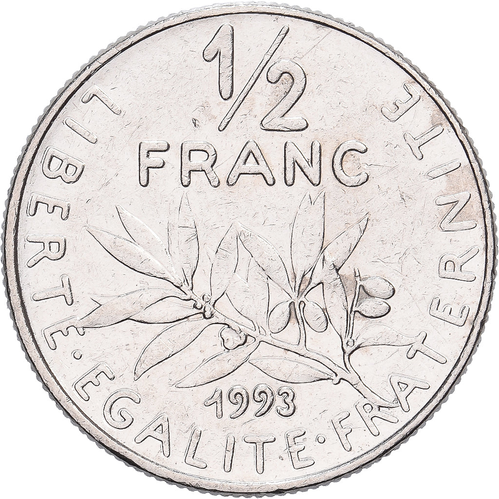 France, 1/2 Franc, Semeuse, 1993, Paris, Nickel, EF(40-45), Gadoury:429