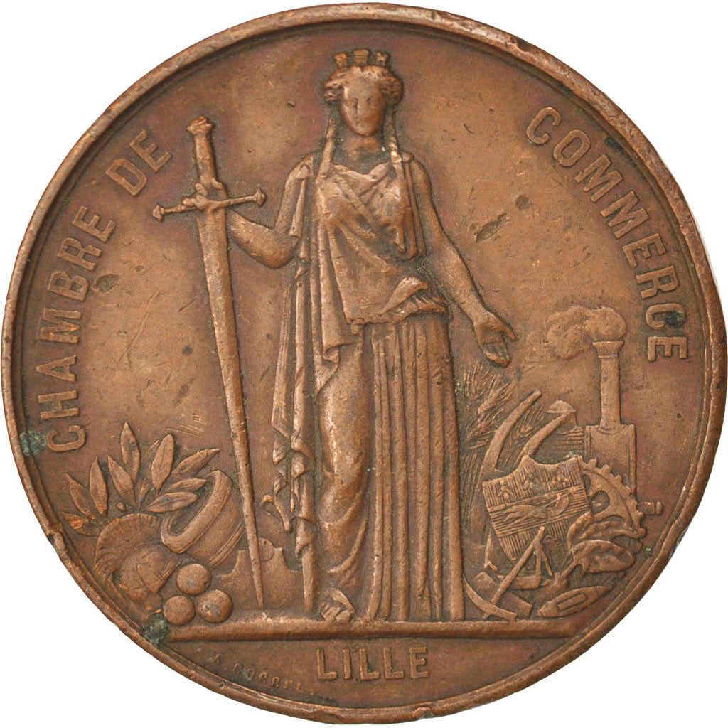 France, Medal, Second French Empire, 1867, Copper, Chaplain, EF(40-45)