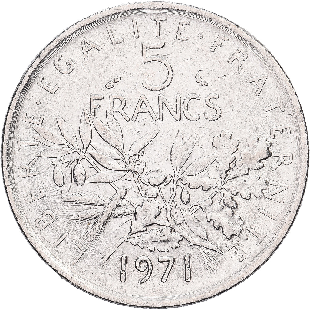 Francia, 5 Francs, Semeuse, 1971, Paris, Nichel placcato rame-nichel, BB+
