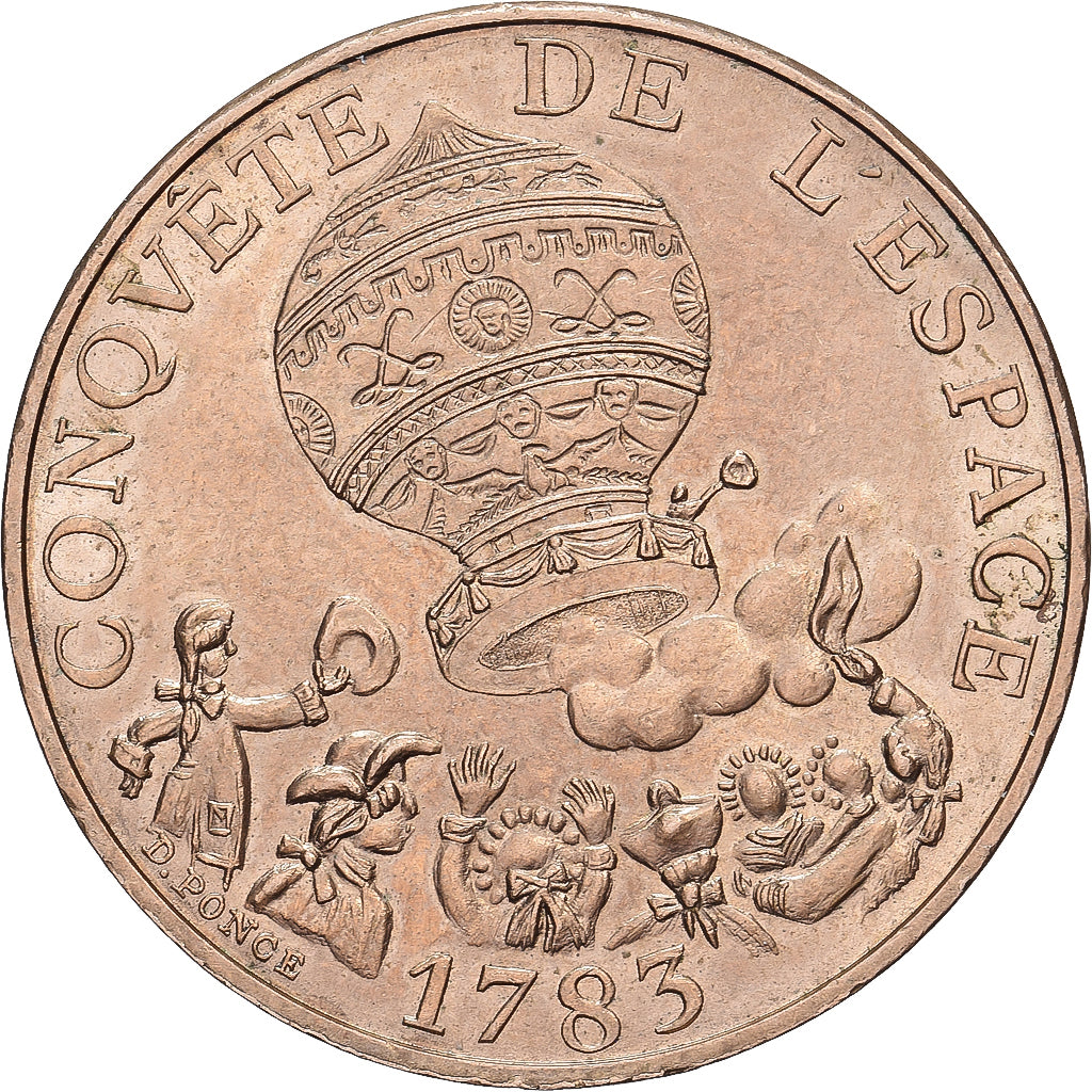 França, 10 Francs, La conquête, 1983, Paris, Tranche A, Níquel-Bronze