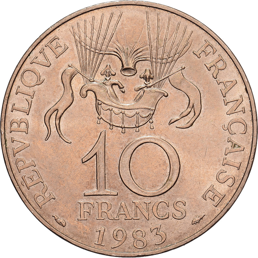 França, 10 Francs, La conquête, 1983, Paris, Tranche A, Níquel-Bronze